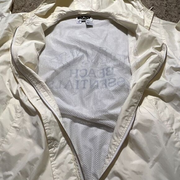 DKNY Beach Men's Large Oversized Windbreaker Cream / Off White Jacket - Picture 5 of 8